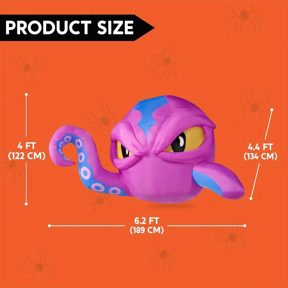 Halloween Inflatable Purple Octopus Window Breakout Decor With LED Lights