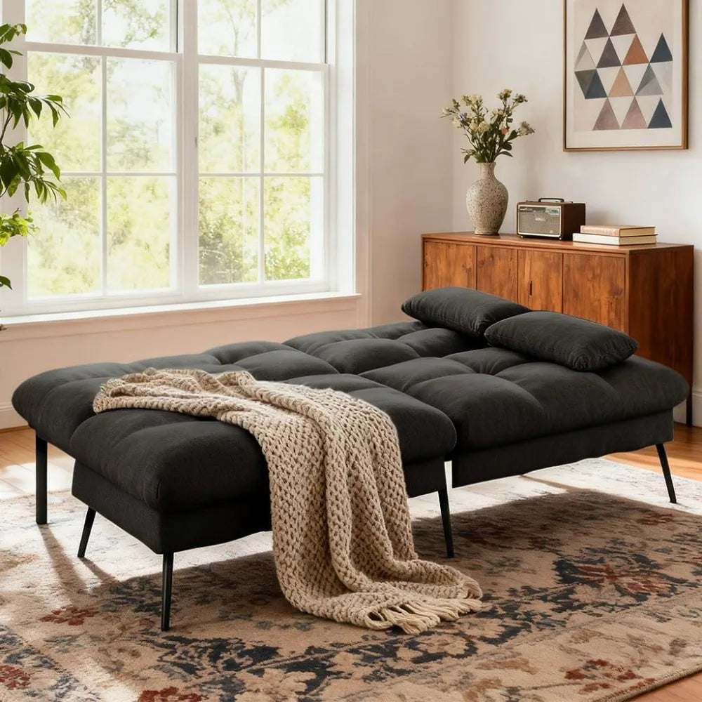 Comhoma Convertible Futon Sofa Bed With Adjustable Backrest Support