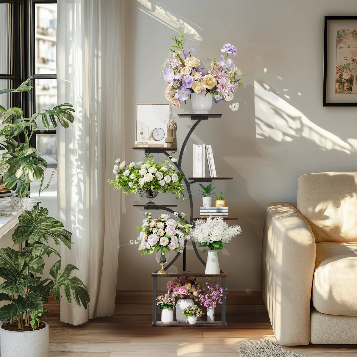 Wisfor Tree Shaped Plant Stand Display Rack Corner Shelf