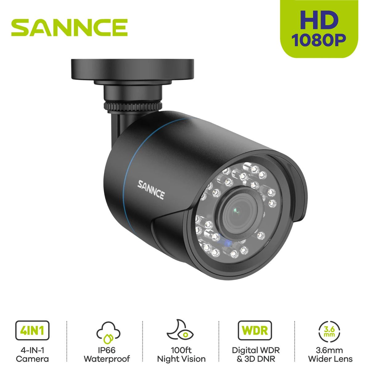 Sannce 1080P Outdoor Bullet Cctv Security Camera For Home Surveillance