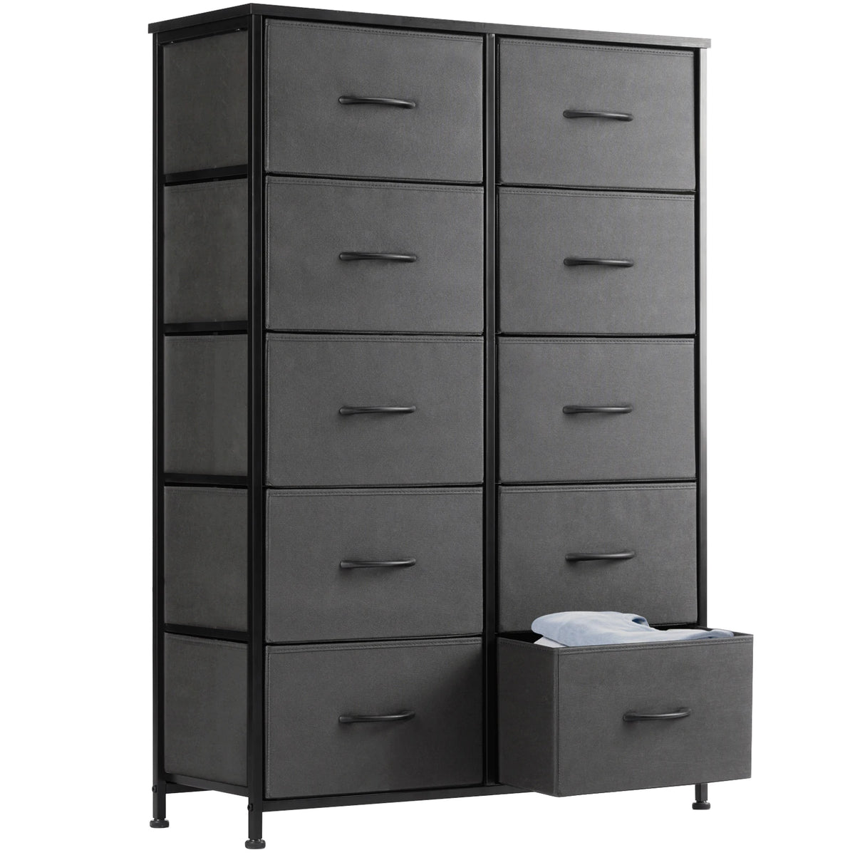 JHK Steel Frame Bedroom Dresser With Fabric Storage Drawers