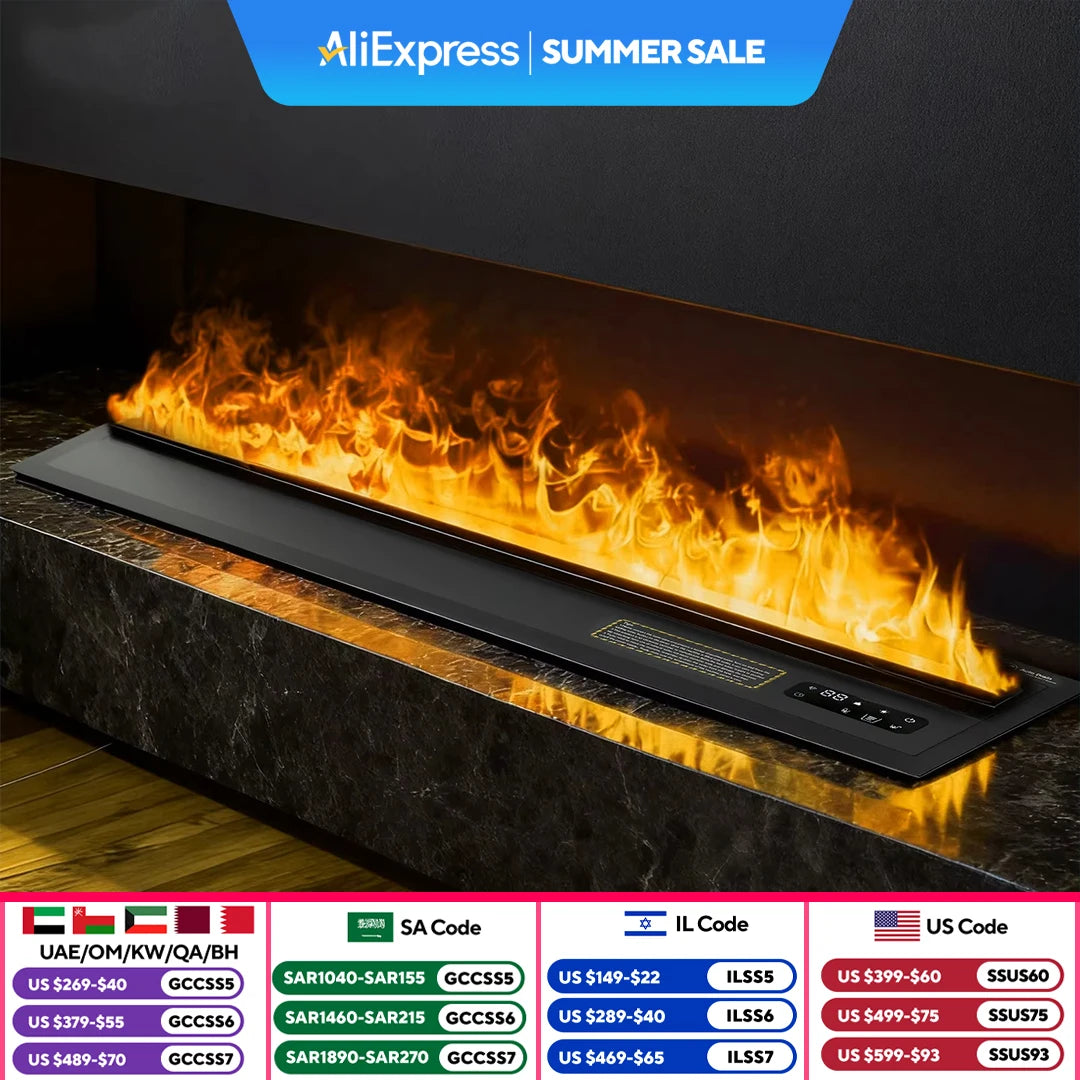AFLYEVER 3D Atomizing Electric Fireplace With Realistic Flame Simulation