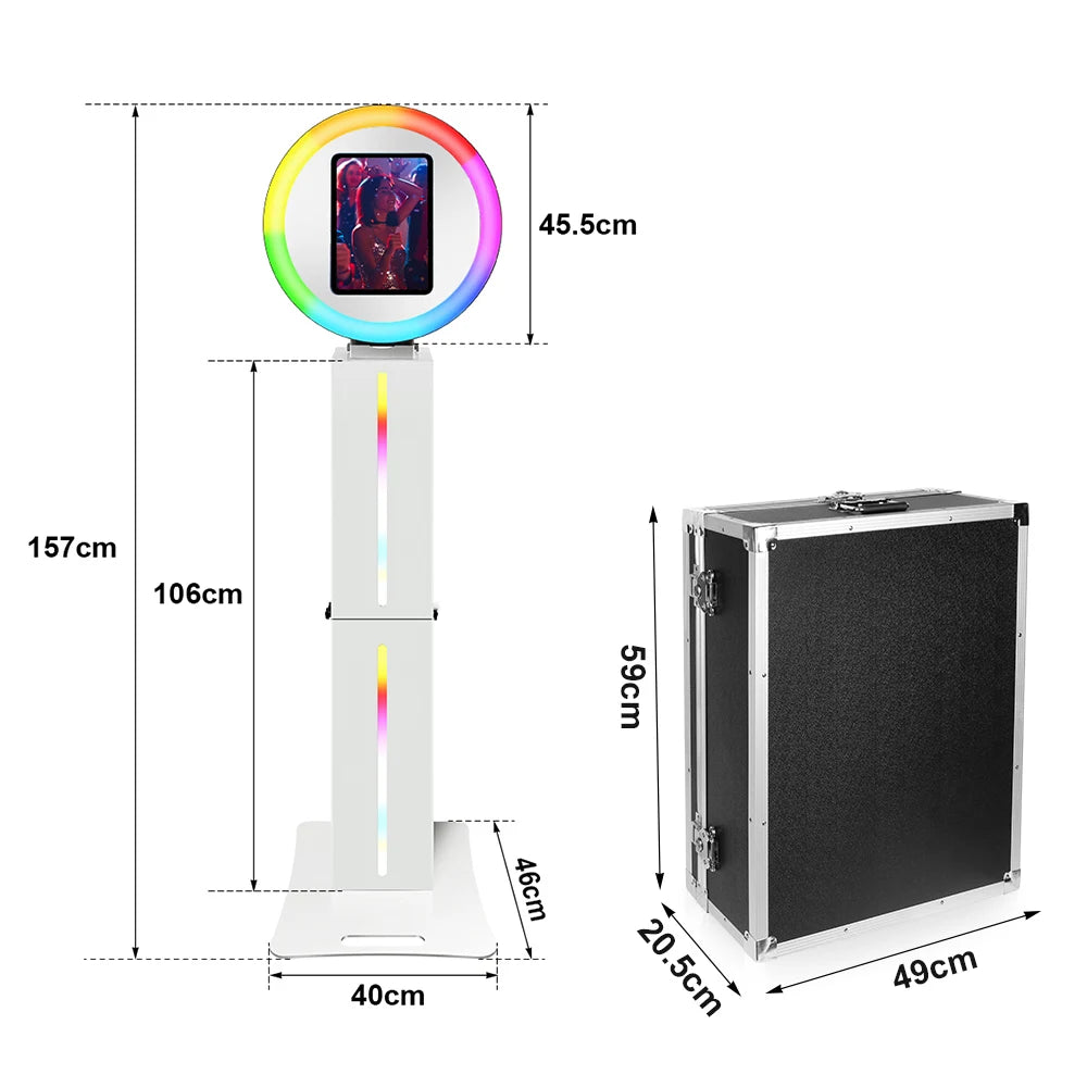 Portable iPad Photobooth Stand With LED Ring Light For Party Events