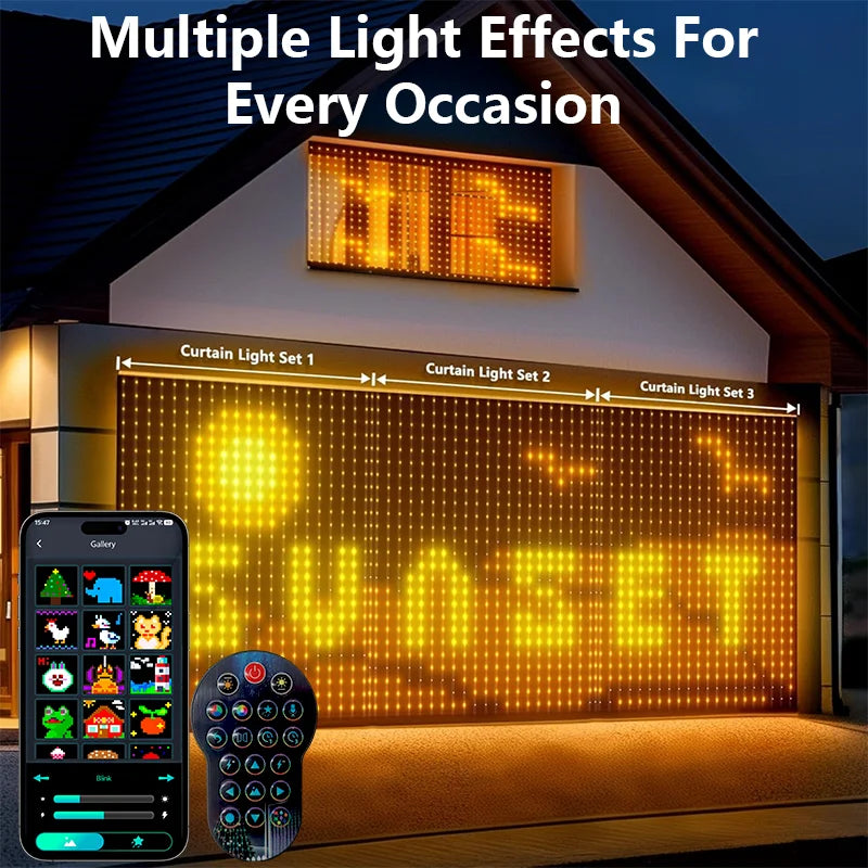 GCTECHING Smart RGBIC LED Curtain Lights With App Music Sync