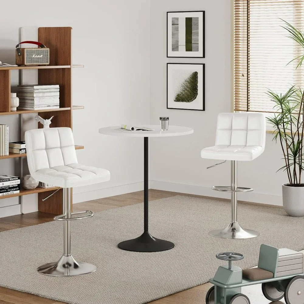 Adjustable Hydraulic Swivel Bar Stools Set of 2 Square Design