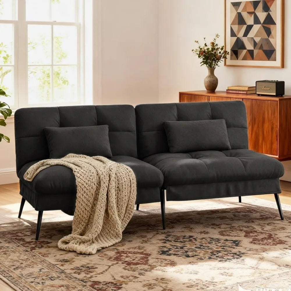 Comhoma Convertible Futon Sofa Bed With Adjustable Backrest Support