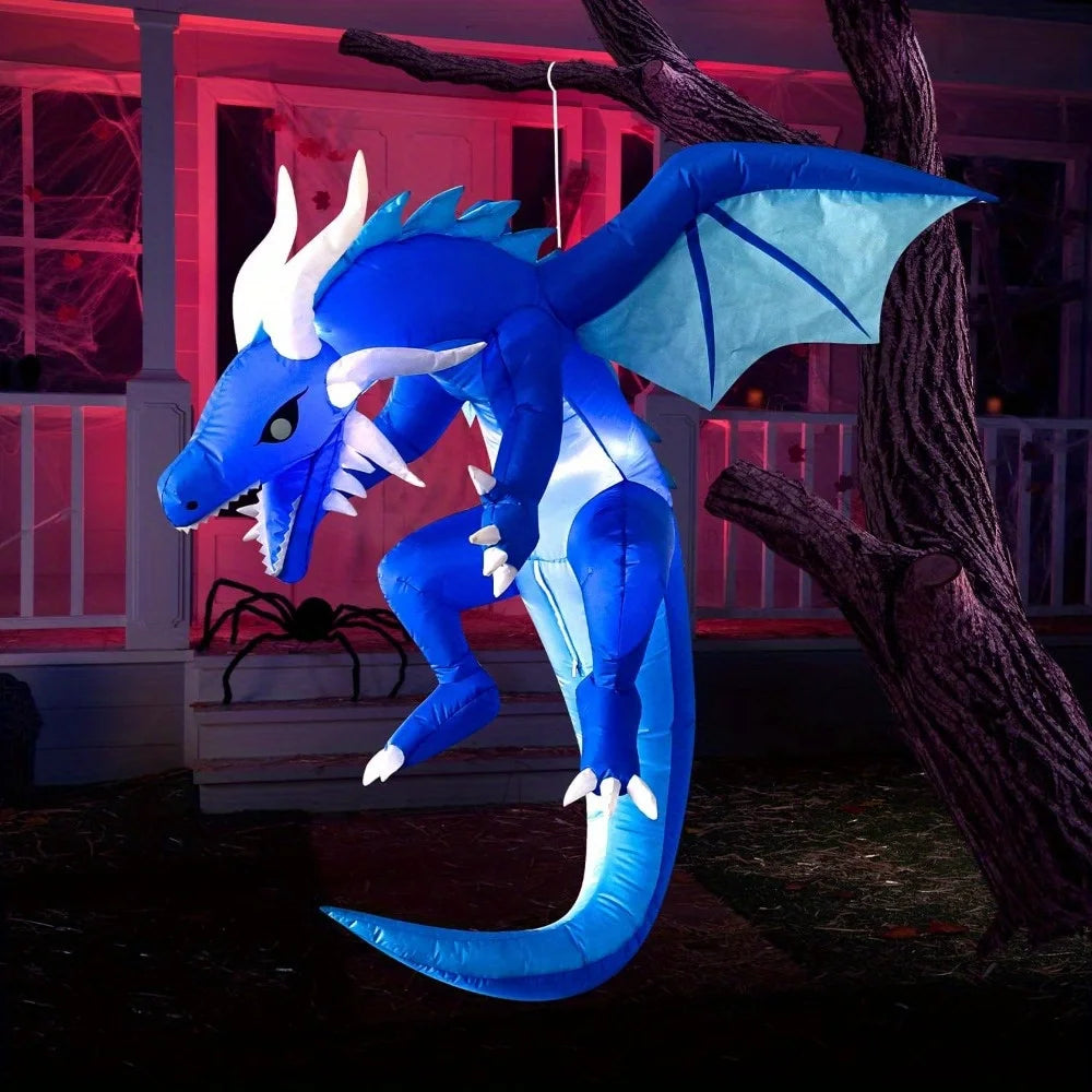 Halloween Hanging Ice Dragon Inflatable With LED Outdoor Decorations