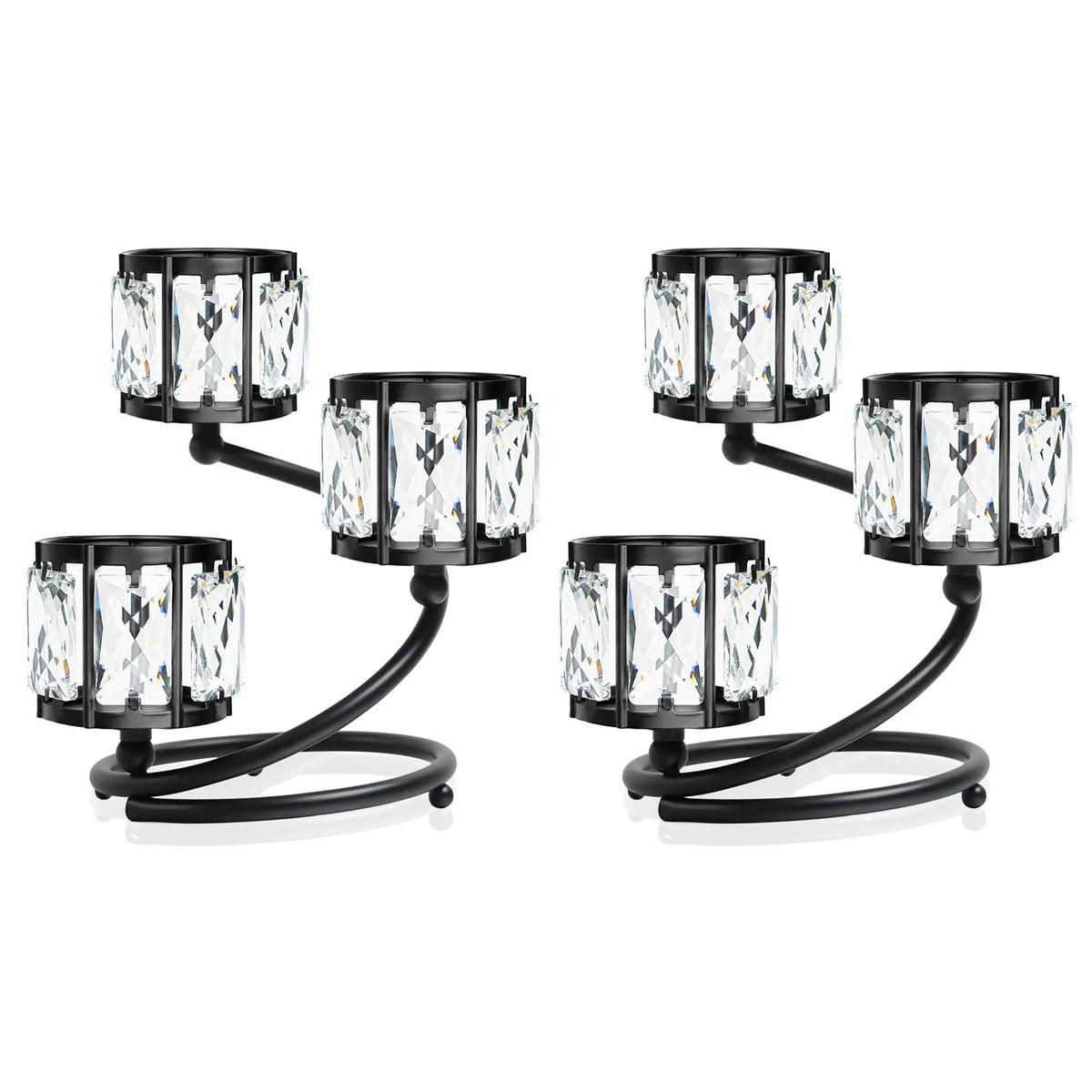 Three Arm Crystal Votive Candle Holder For Home Centerpiece Decor