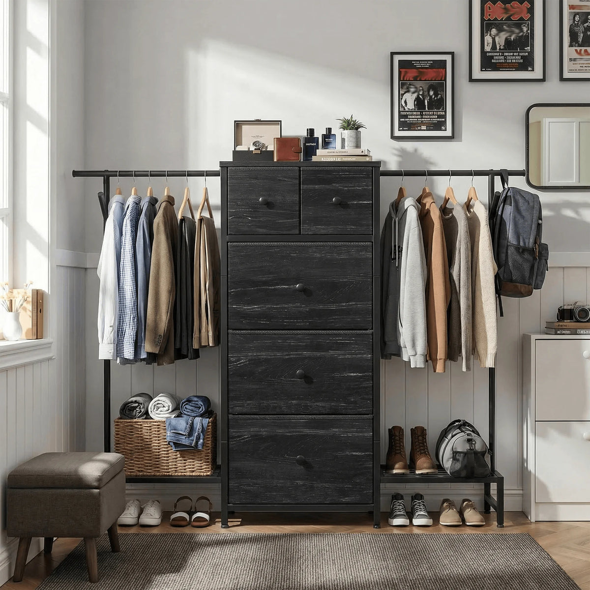 EnHomee 3In1 Fabric Dresser With Integrated Shoe Rack