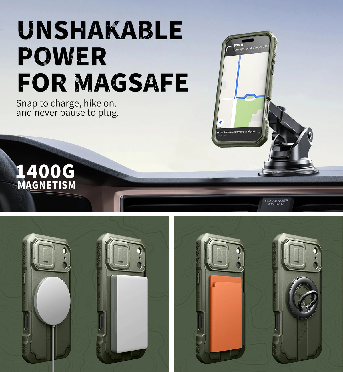 Dexnor Shockproof MagSafe iPhone Case With Flip Camera Kickstand