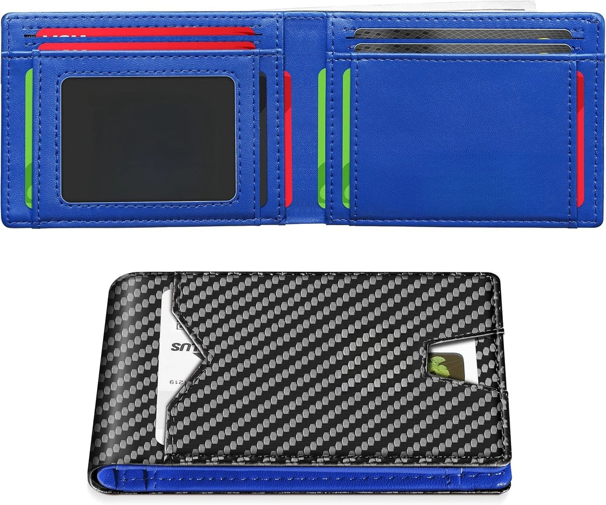 Slim Rfid Blocking Leather Bifold Wallet With Credit Card Organization