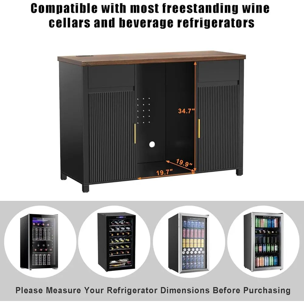 Modern Coffee Bar Cabinet With Wine Storage Shelves