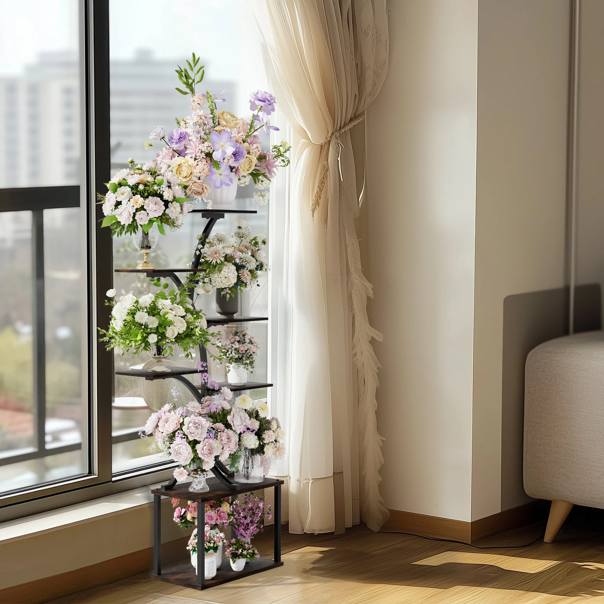 Wisfor Tree Shaped Plant Stand Display Rack Corner Shelf