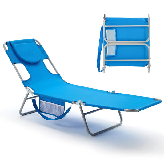 JHK Adjustable Folding Reclining Beach Lounge Chair For Patio