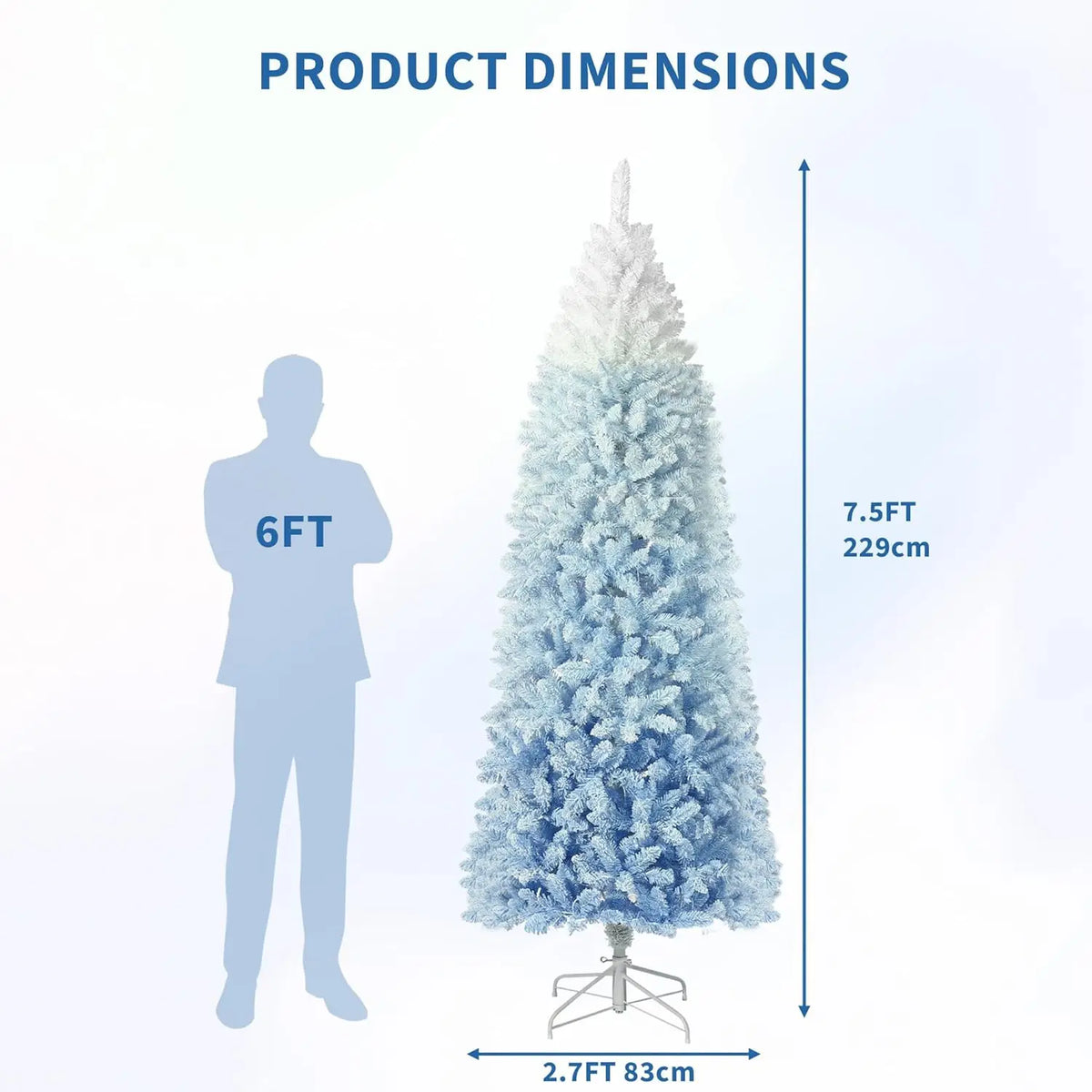 HiMISS Snow Flocked Slim Artificial Christmas Tree Holiday Decoration