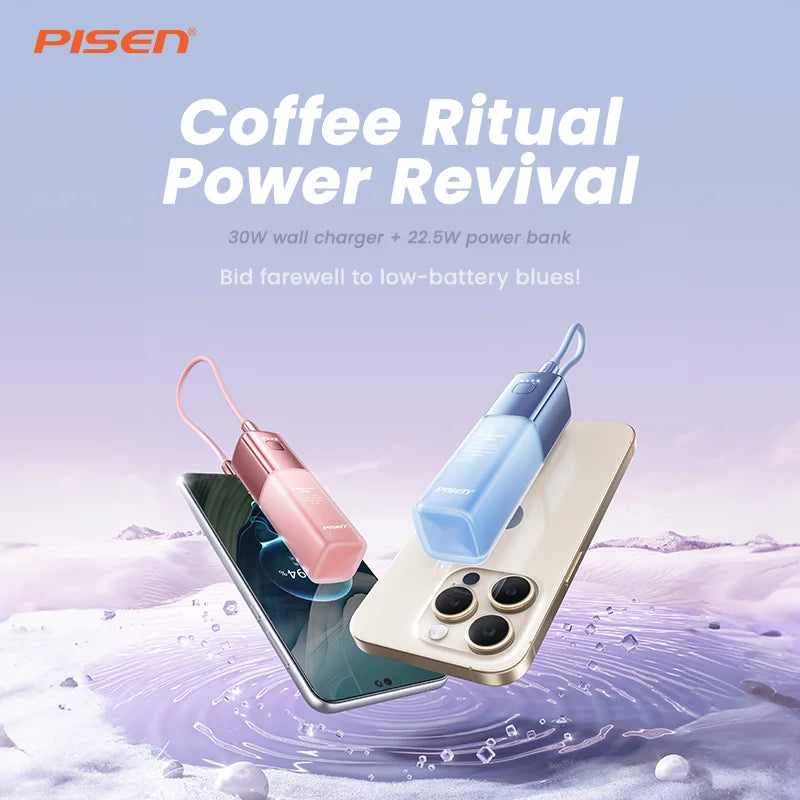 Pisen 30W 5000mAh Portable Travel Power Bank With Cable