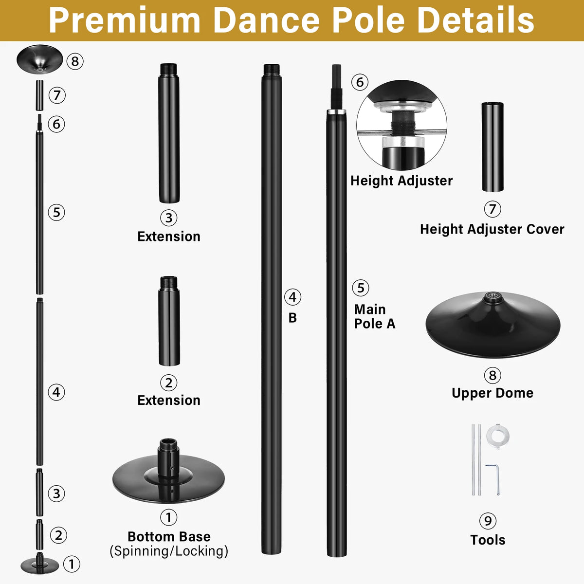 Portable Static Dance Pole For Home Fitness And Gym Training