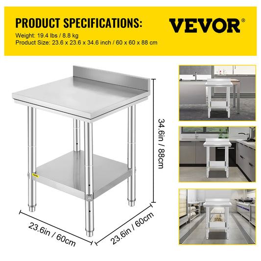 Commercial Stainless Steel Kitchen Work Table With Storage Shelf