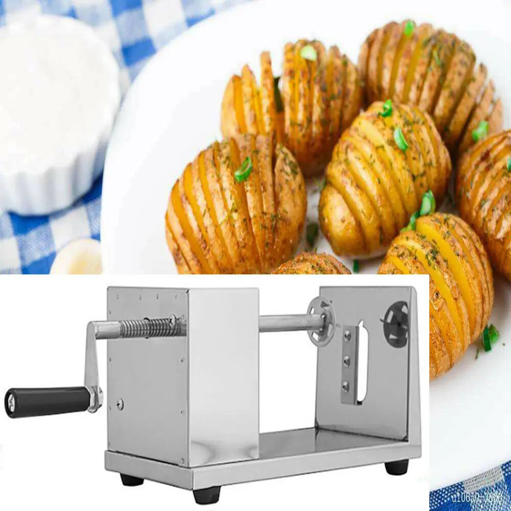Stainless Steel Hand Cranked Spiral Potato And Apple Slicer
