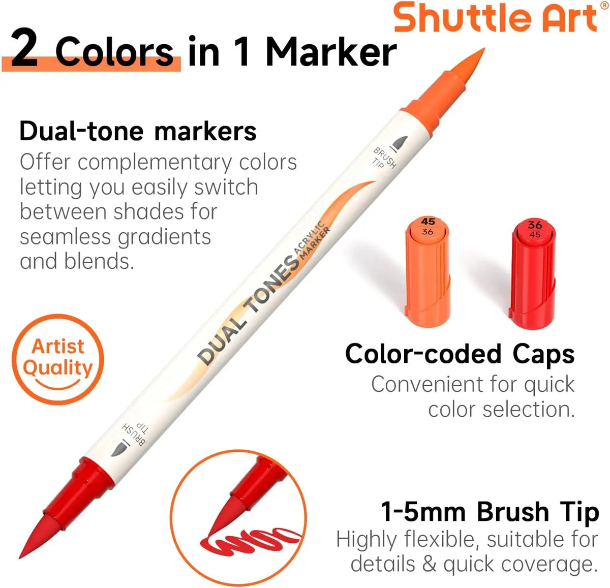 Shuttle Art Professional Dual Tone Acrylic Paint Markers