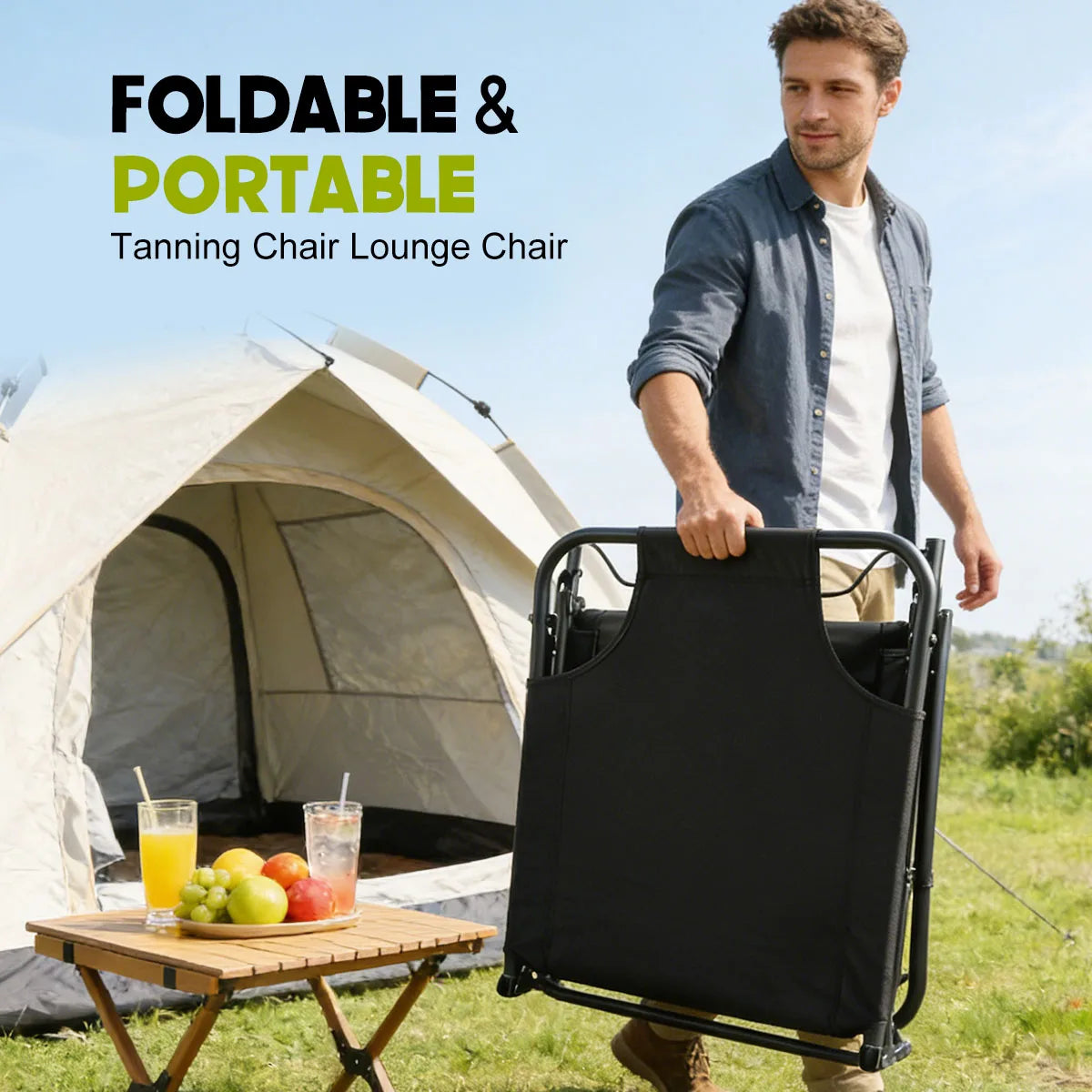 Portable Folding Camping Lounge Chair With Adjustable Backrest Design