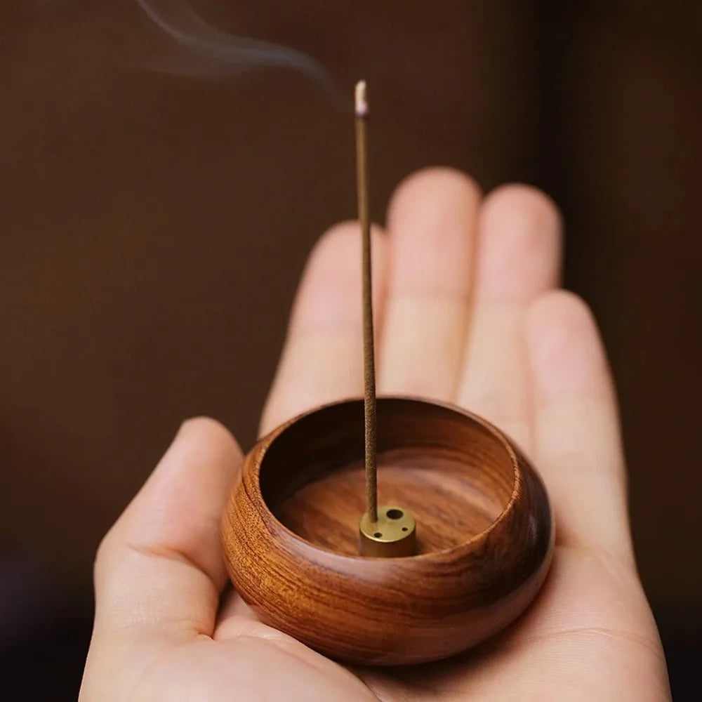Wooden Incense Burner With Ash Catcher For Meditation Room Decor