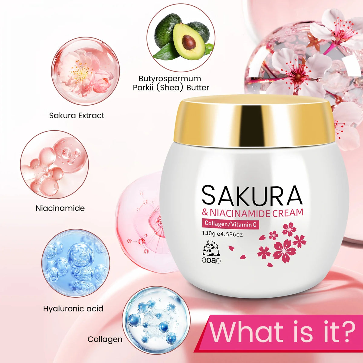 Aoao Sakura Moisturizing Face Cream With Collagen And Niacinamide