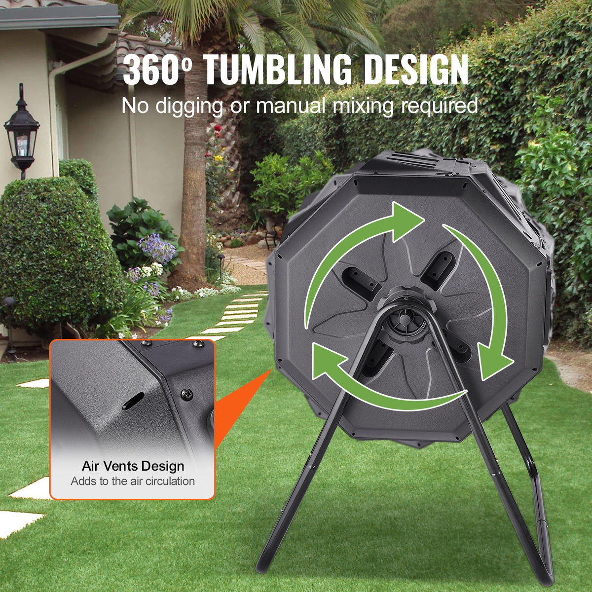 SucceBuy Dual Chamber Composting Tumbler For Garden And Yard Use