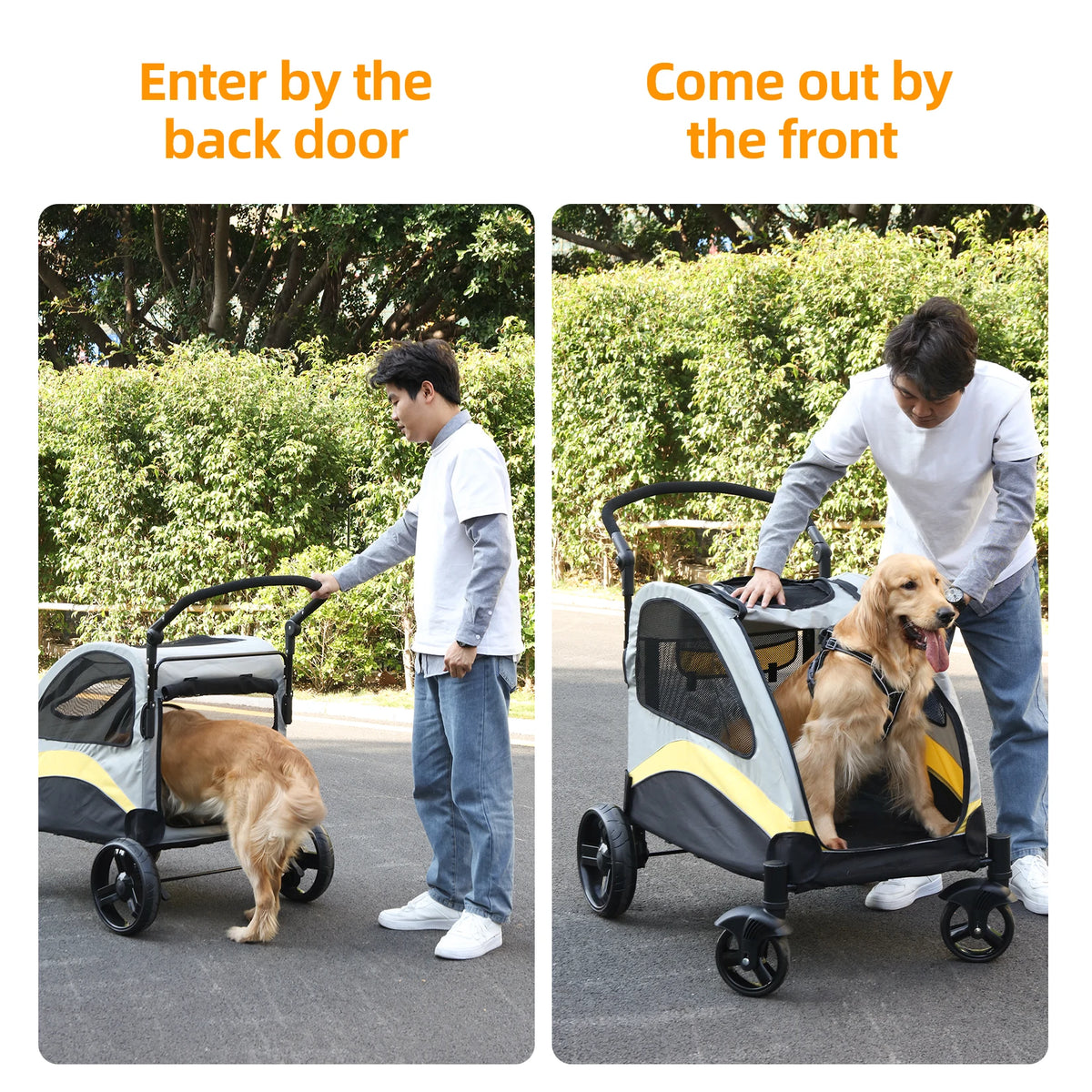 Bingopaw Foldable Four Wheel Large Dog Pet Stroller Carrier