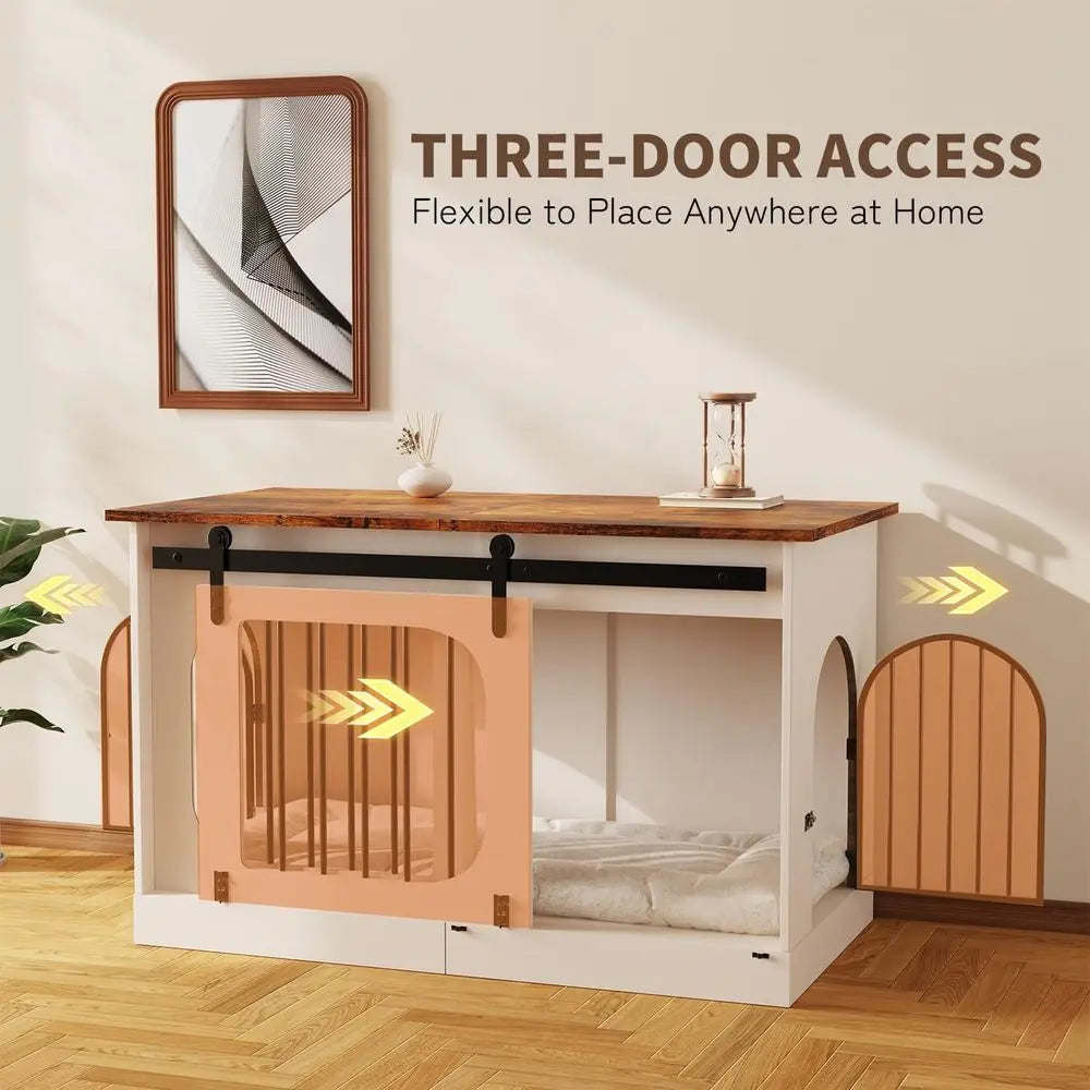 Indoor Dog Crate Furniture With Cushion And Sturdy Wood Frame