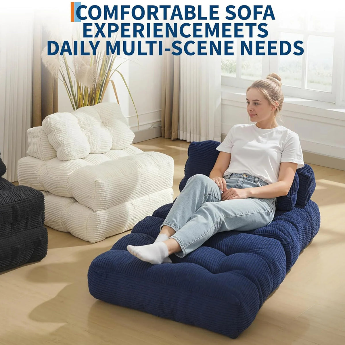 HiMISS Folding Convertible Sofa Bed With Pillow And Side Pocket