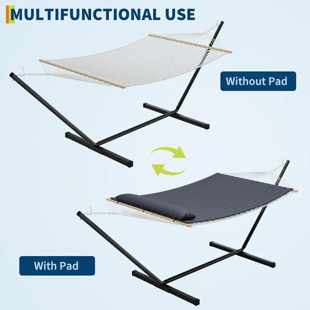 Double Hammock With Stand And 450 Lb Weight Capacity