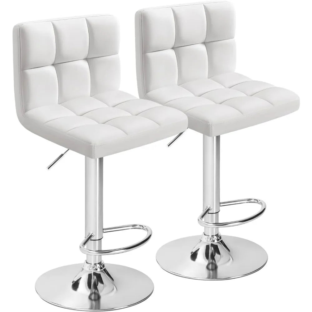 Adjustable Hydraulic Swivel Bar Stools Set of 2 Square Design
