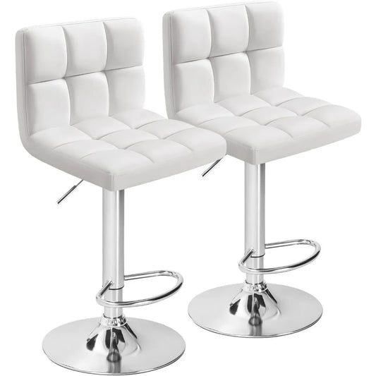 Adjustable Hydraulic Swivel Bar Stools Set of 2 Square Design