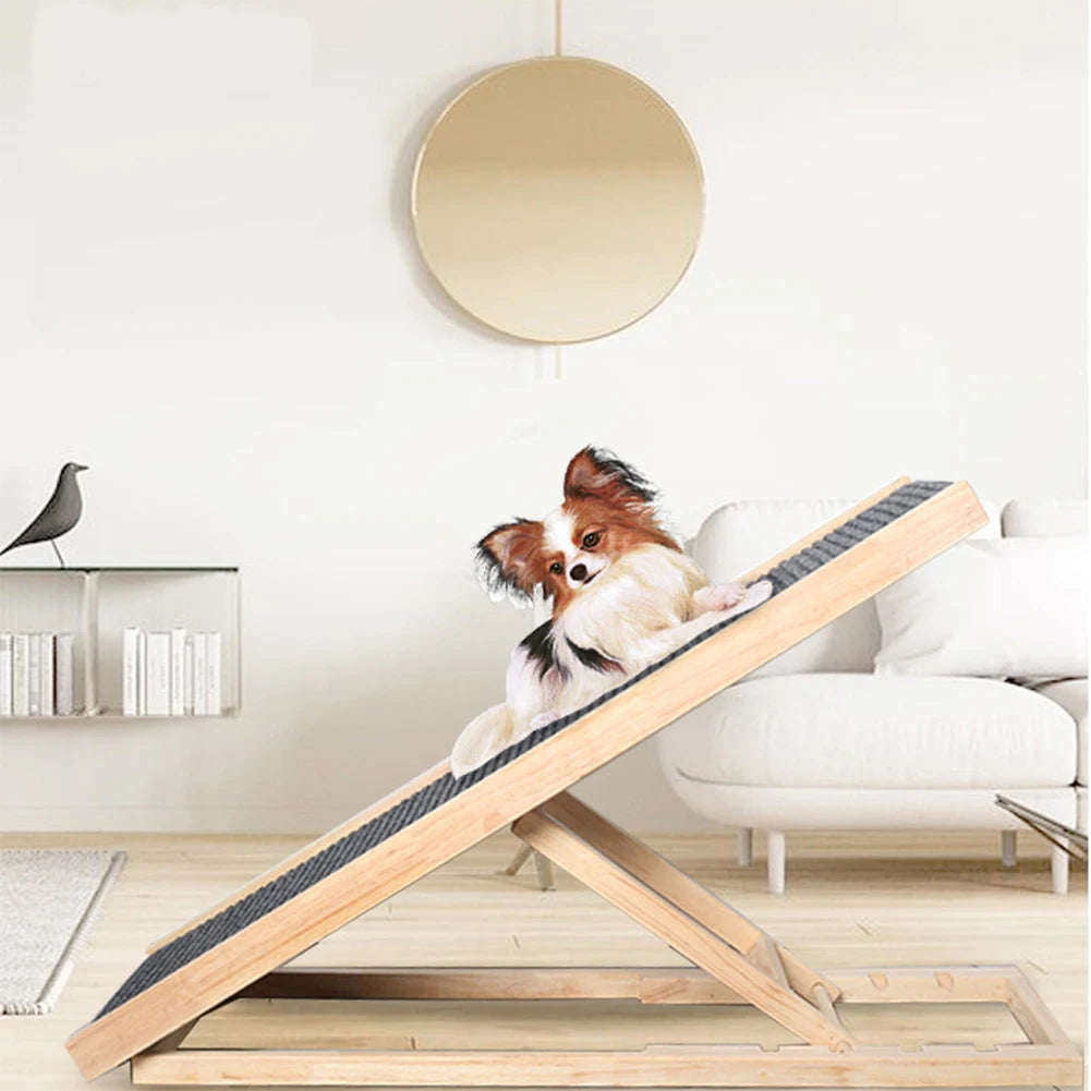 Wooden Foldable Pet Ramp Height Adjustable Portable Non Slip