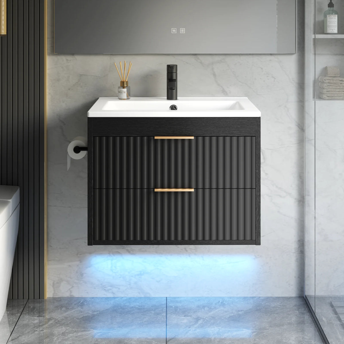 Evokeden Floating Wall Bathroom Vanity Cabinet With Basin