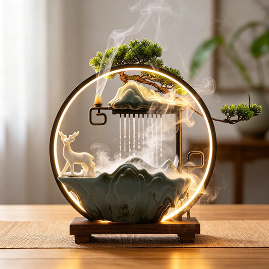 Bymaocar Tabletop Water Fountain With Led Light And Mist Effect