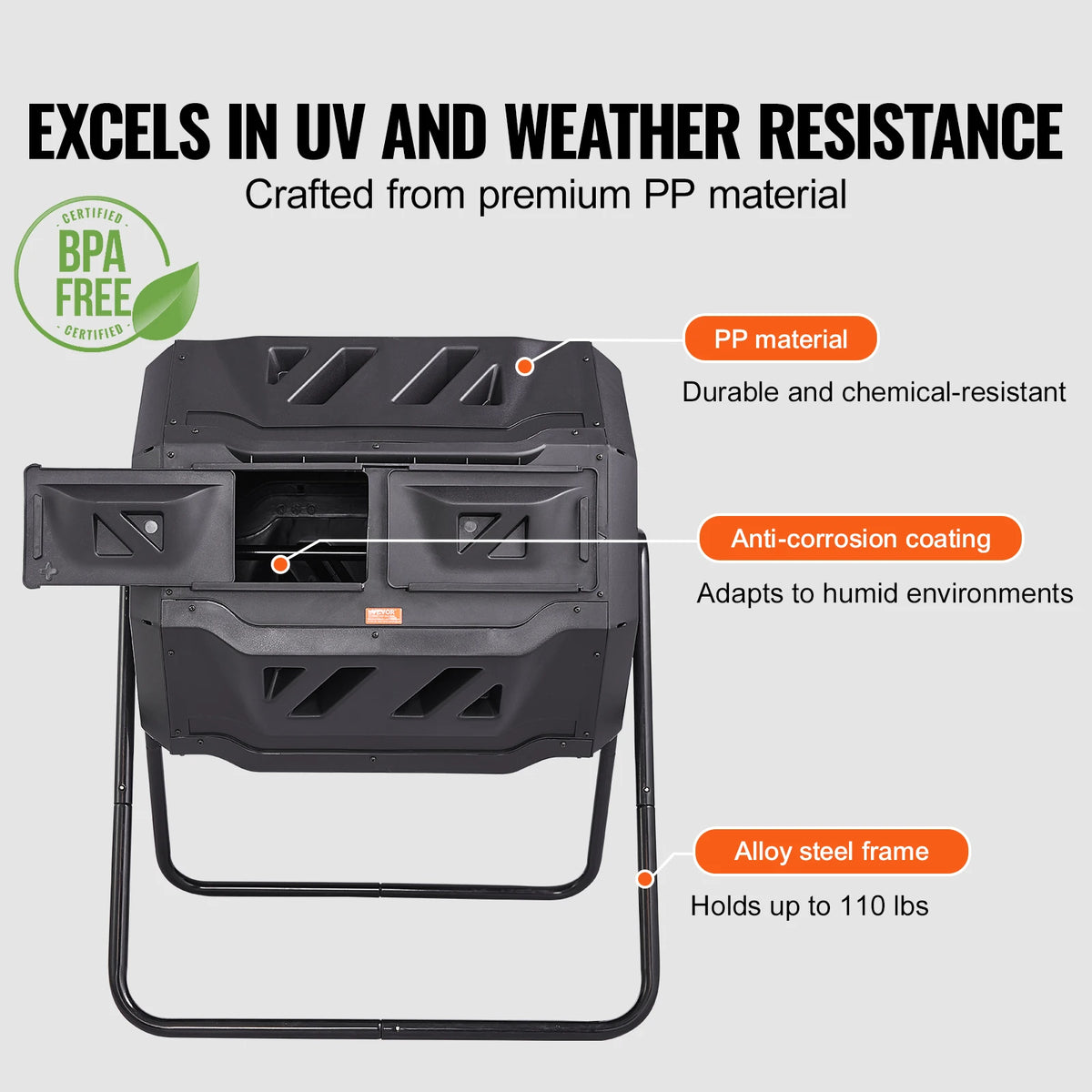 SucceBuy Dual Chamber Composting Tumbler For Garden And Yard Use